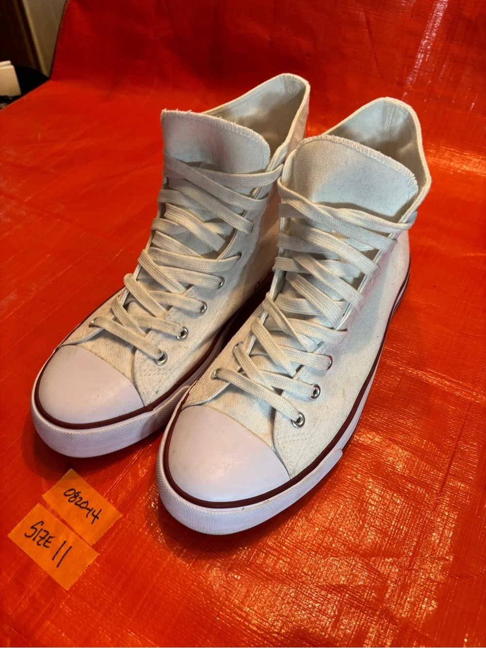 Classic High-Top Canvas Sneakers in Off-White